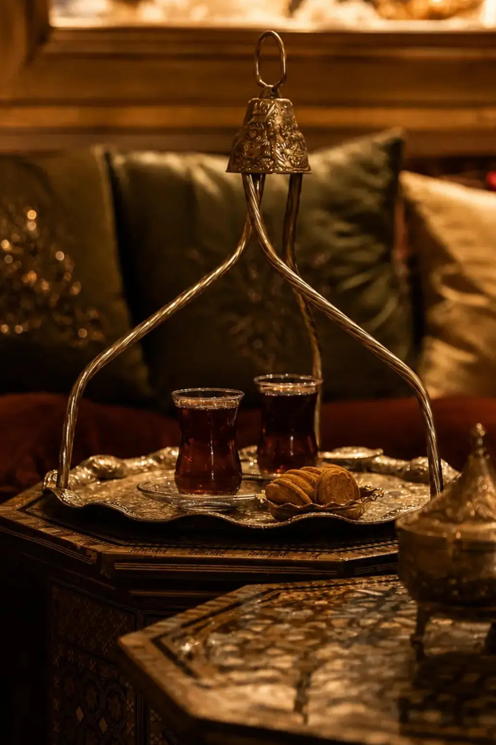 Orientalischer Tee im Mathilden Hamam München schafft eine ruhige Lounge Atmosphäre und rundet das Hamam Spa Erlebnis mit warmer Gastlichkeit ab.
