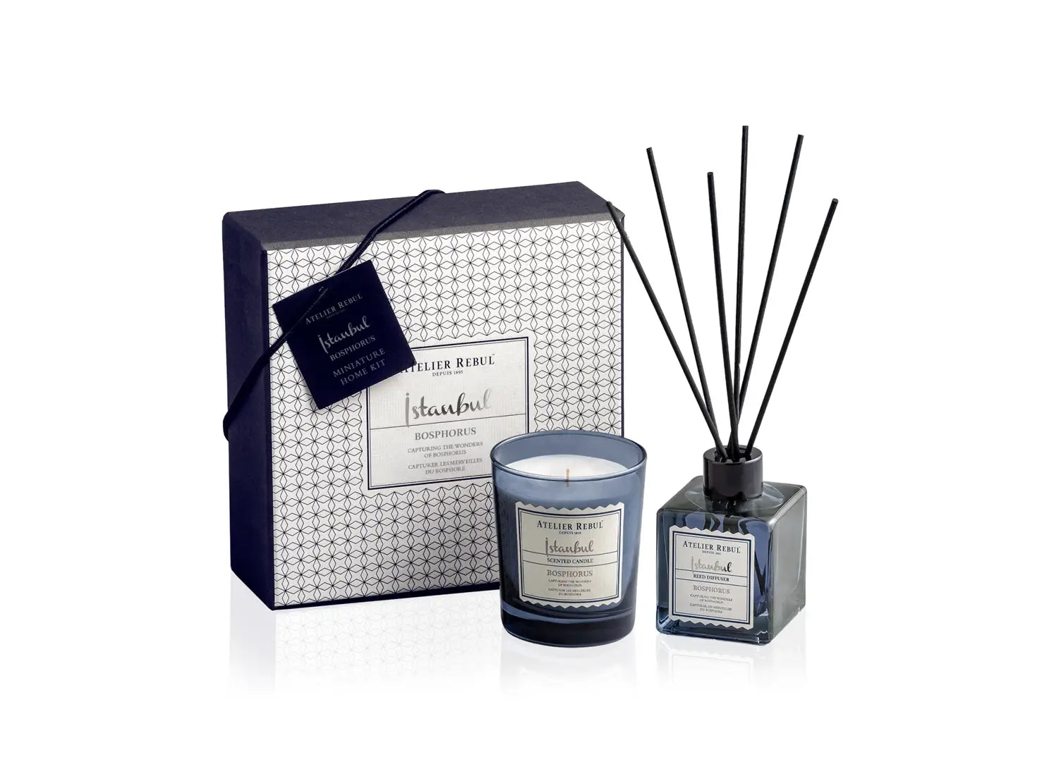 Istanbul Bosphorus Miniature Home Kit von Atelier Rebul – stilvolles Duftset mit Kerze und Raumdiffuser für ein luxuriöses Raumambiente.