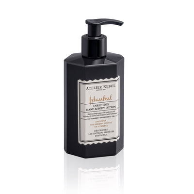 istanbul hand und bodylotion 250ml in schwarzer pumpflasche vor weissem hintergrund